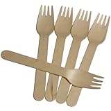 Wooden Forks - Disposable Wood Cutlery Silverware (100)