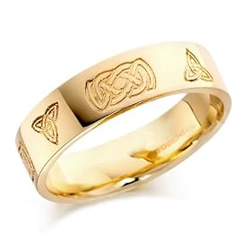 House of Williams 18ct Yellow Gold Gents 6mm Celtic Wedding Ring Engraved with Celtic Knots and Plaits