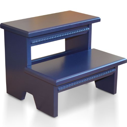 Ukid Seaside Sturdy Wood Step Stool, Navy Blue