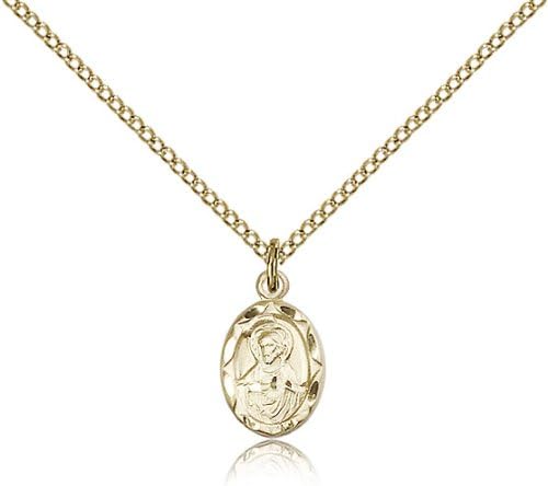 Scapular Medals - Gold Plated Scapular Pendant Including 18 Inch Necklace