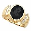 14K Yellow Gold Onyx and Diamond Ring