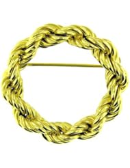 14 KT YELLOW GOLD CIRCLE TWIST DESIGN PIN BROOCH