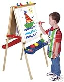 Deluxe Standing Easel w/ Roll of Easel Paper, 4 Paint Cups, 4 8oz Poster Paints, Eraser, 10 Jumbo Chalk Sticks & Set of 4 Medium Paints Brushes