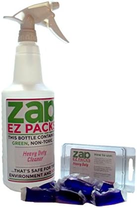 EZ ZAP Heavy-Duty Multipurpose Cleaner (12 pack) GREEN, Non-Toxic & Environmentally Friendly with 360 Spray Bottle