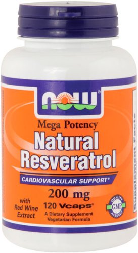 NOW Foods Natural Resveratrol, Mega Potency, 200mg, 120 Vcaps