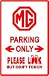MG PARKING import sports car auto show sign
