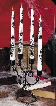 HALLOWEEN BLACK SPIDERWEB CANDELABRA - CANDLESTICK HOLDER! by Spookville