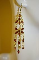 Saka's Flower Dangle Chandelier Earrings - Amber