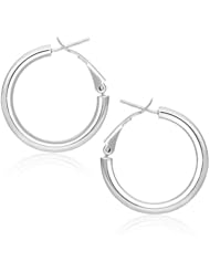 14K White Gold High Polish Hoop Earrings (1 inch Diameter)