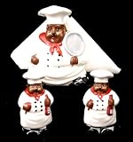 Review ACK  / Salt & Pepper w/Napkin Holder BLACK Waiter CHEF /AUNT JEMIMA