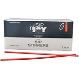 Crystalware Plastic Sip Stirrers 8 Inch 500/box, Red