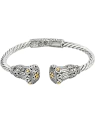 Sterling Silver and 18K Yellow Gold Filigree Design Cuff Bracelet with 18K Yellow Gold Accents