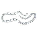 PalmBeach Jewelry Sterling Silver Triple-Strand Beaded Ankle Bracelet 10