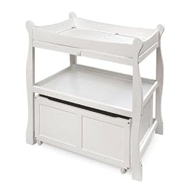 Sleigh Changing Table with Cart - White