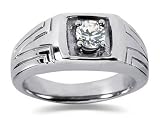 0.50 CTW Men's Diamond Ring in 14K White Gold