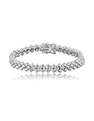 Cubic Zirconia And Sterling Silver 3 Row Tennis Bracelet