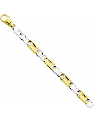 Genuine 14K Yellow Gold Two-Tone 10.25Mm Polished Fancy Link Bracelet 8.5 Inches 100% Satisfaction Guaranteed.