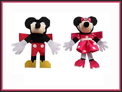 2pc Set Minnie &amp; Mickey Mouse Hair Bow Clips