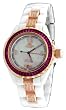 Oniss #ON8890-LRG Women's Rose Gold Trim Baguette Crystal White Ceramic Watch