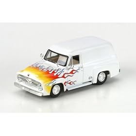 HO RTR 1955 Ford F-100 Panel Truck, White/Flames