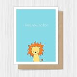 Funny Miss You Card Lion Pun Goodbye Handmade Greeting