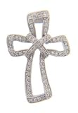 14k White Gold 62 Diamonds Cross Pendant