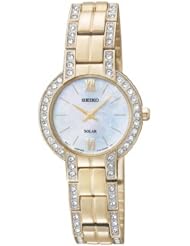 Women Seiko SUP200 Solar Stainless Steel Case and Bracelet White Tone Dial Crys