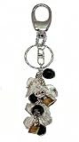 Key Chain Purse Clip - Blk & White Beads with Locks