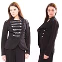Ladies Black Military Button Jacket Womens Coat Size 8-14