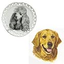 Full Color Golden Retriever Shaped Plate, Porcelain by Rosalinde (8' diameter)