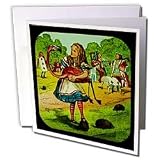 Scenes from the Past Magic Lantern Slide - Alice in Wonderland Golfing - Greeting Cards-6 Greeting Cards with envelopes