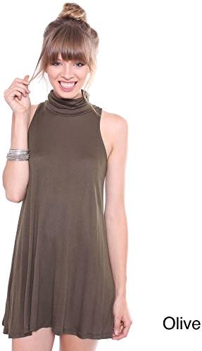 Junior's Olive Turtle Neck Tunic Dress 40047,OLIVE,M