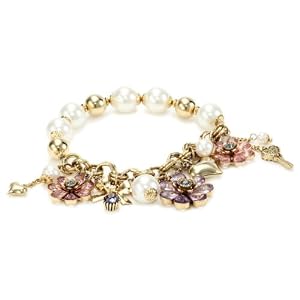 Betsey Johnson "Iconic Springtime Bloom" Flower Multi-Charm Half Stretch Bracelet