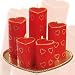 RED HEART CANDLES - 5 Pc Candle Set with Tray Hearts - Candle