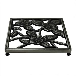 Satin Nickel Plated Black Cast Iron Trivet - 4 pack by