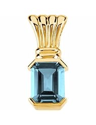 10K Yellow Gold Emerald Cut Aquamarine Pendant -- LIFETIME WARRANTY