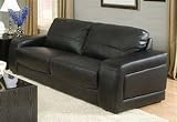 Sofa Couch Contemporary Style Black Leather Match