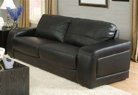 Sofa Couch Contemporary Style Black Leather Match