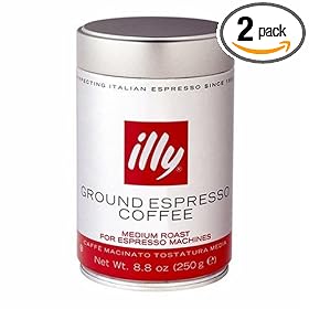 illy Caffe (Medium Roast, Red Band), 8.8-Ounce Tins (Pack of 2)