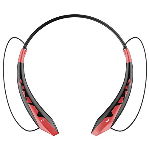 Bluetooth Headphones / Headset Rymemo Newest Universal Wireless Stereo Music Sports/Running Earphones w/Microphone Vibration Neckband Style Earpiece for Cellphone,Red-Black