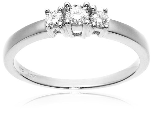 14k White or Yellow Gold Round 3-Stone Diamond Ring (1/4 cttw, I-J Color, I1-I2 Clarity)
