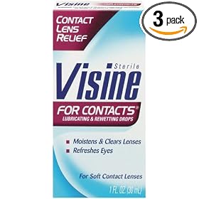 Visine Lubricating & Rewetting Drops for Contacts, 1-Ounce Bottles (Pack of 3)