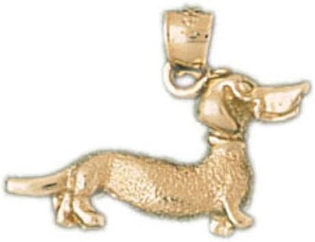 Genuine 14k Yellow Gold Dauchshund Dog Charm Pendant. (approximate weight 1 grams)