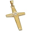 14Kt Yellow Gold Diamond Solitaire Cross Pendant