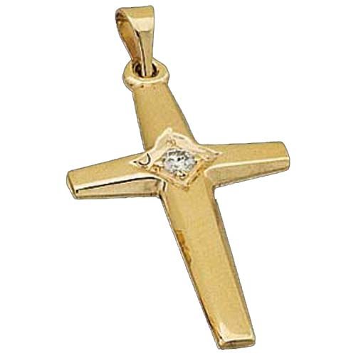 Diamond Solitaire Cross Pendant