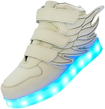 ERUPT Wings Kid Boy Girl Fashion Light Up Sneakers USB Charging Shoes with Led,white,25M