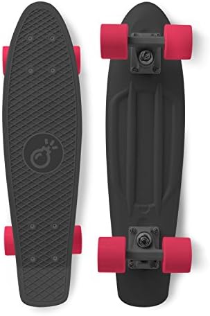 Bomb Skateboards - Penny Style 22" Complete Standard Skateboard with Black Deck - Plastic Mini Cruiser Skate Board - Great Price! (Red)