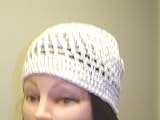 Cp107w, Hand Crocheted White Rayon Cotton Gimp One Size Skull Cap for Teens and Adult Men and Women