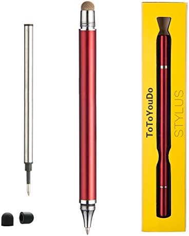 ToToYouDo 2 in 1 Pen, Touch Stylus Replaceable Pen For Smartphones, iPhone 6, 5S, iPad, Samsung Galaxy S5, S4, LG G3, HTC, Motolora, Sony, Nexus and Kindle - Red