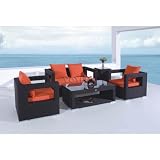 Modern Outdoor Sofa Set with orange cushions